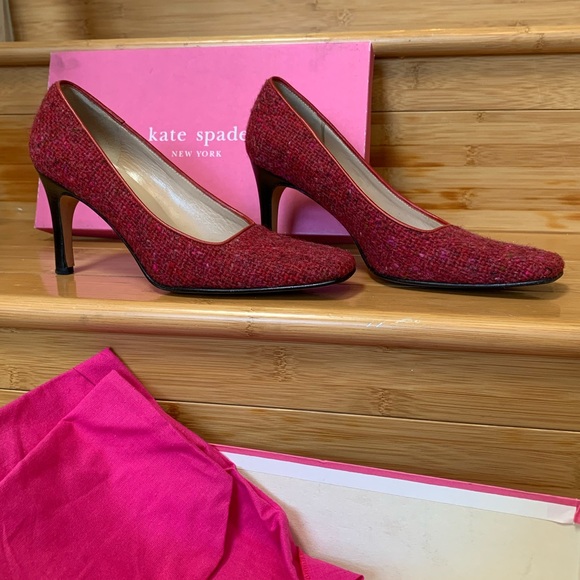 EUC KATE SPADE TWEED LEATHER PUMP - Picture 2 of 11